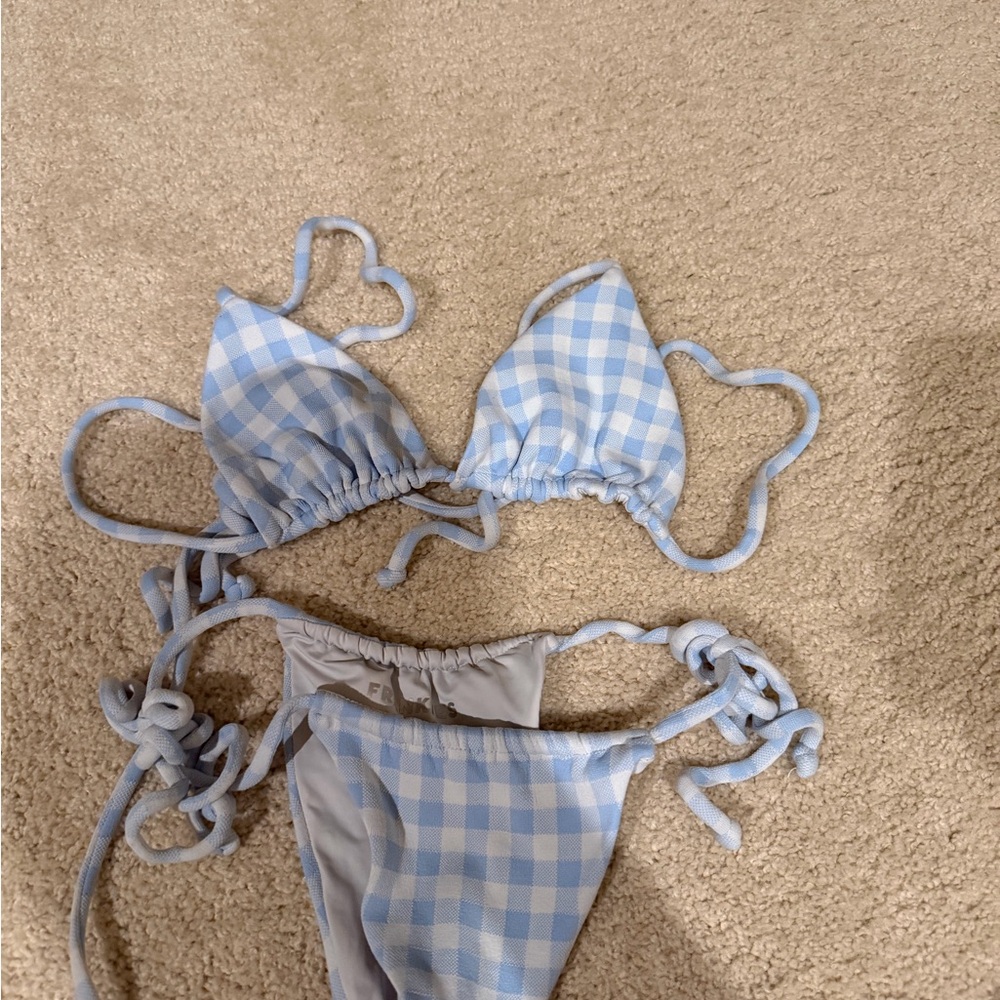 Light Blue Gingham Tie Bikini Set frankies bikini set